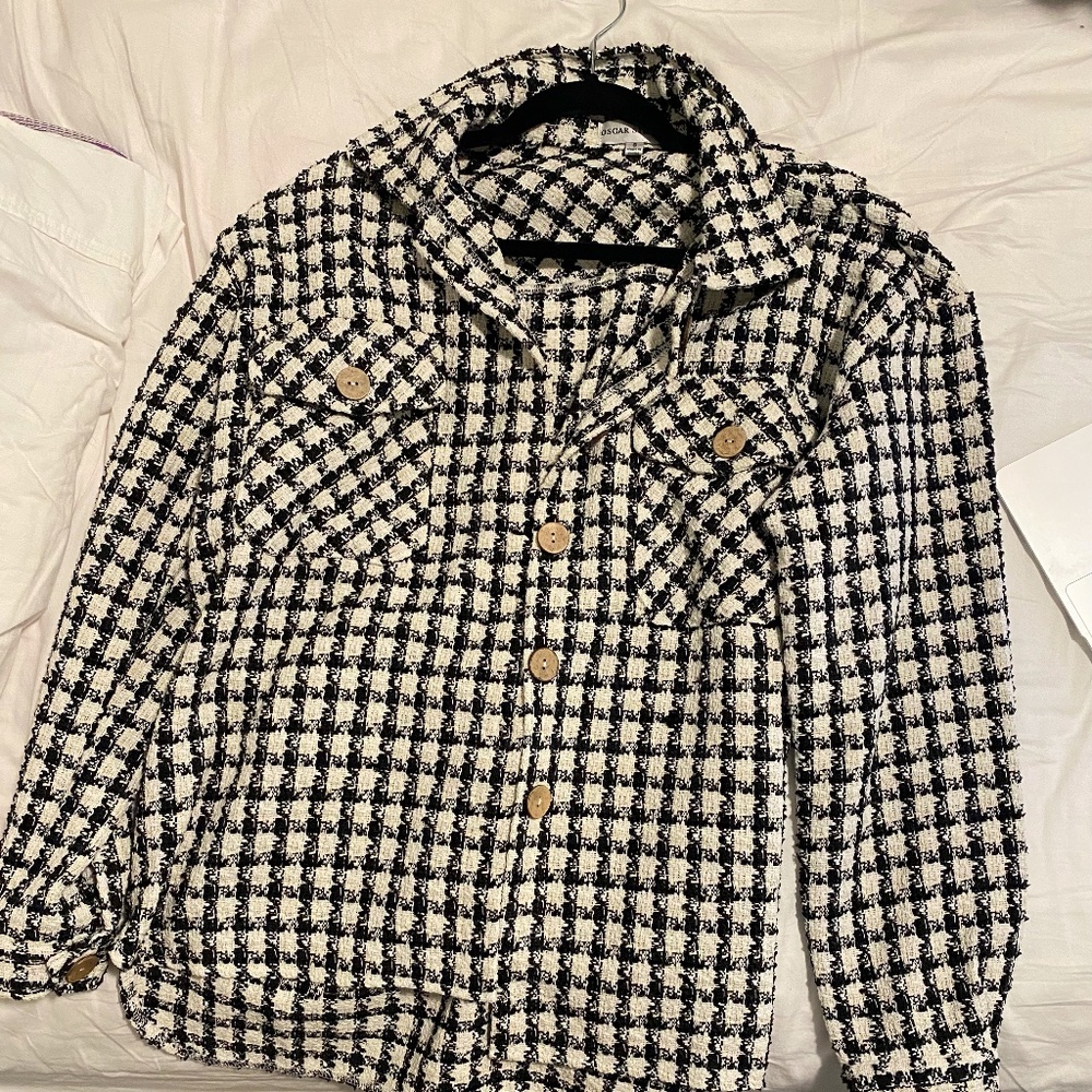 Tweed shirt jacket